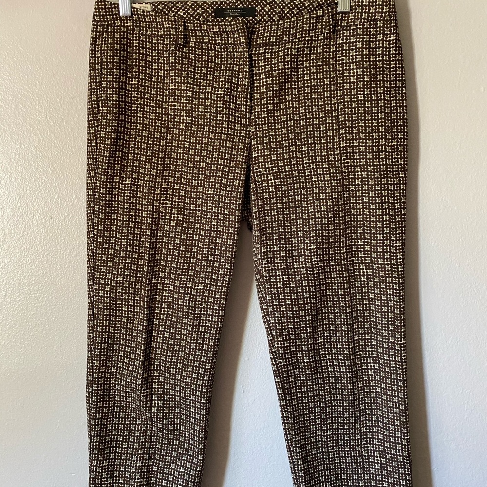 MaxMara Brown and Cream Cropped Patterned Pants